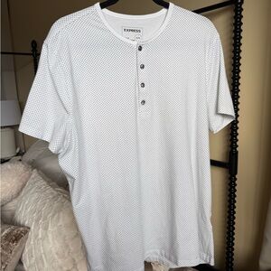 Express White Patterned Men's Short Sleeve Stretch Tee
